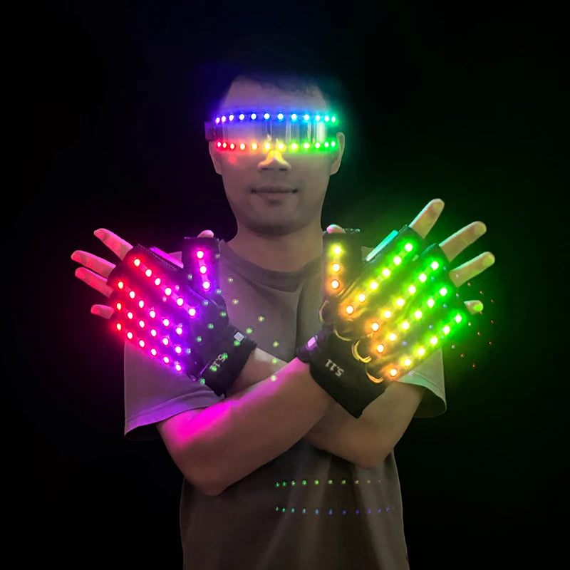 🧤 LED Glow Glasses + Gloves ✨ | Dance, Dazzle & Shine at Every Party! 🕺💡 - ThiGui
