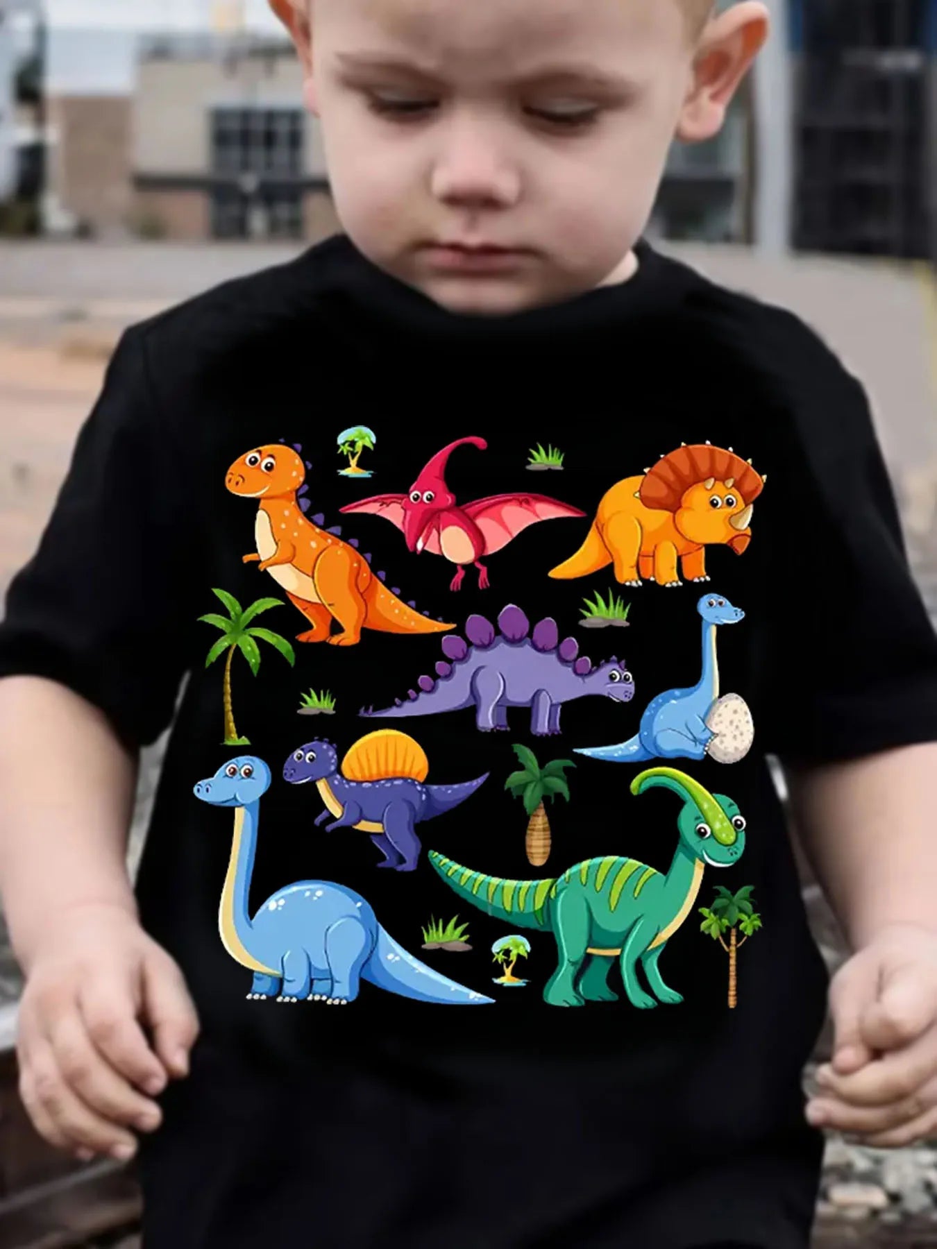 🦖 Cool Dino Vibes! Boys’ Lightweight Cartoon Dinosaur Tee (Ages 3–9) 🧢 - ThiGui
