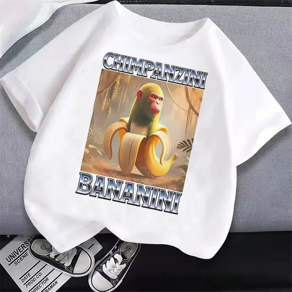Italian Brainrot Cartoon Boys Tee 🎨😎 Cool Anime Casual T-Shirt - ThiGui