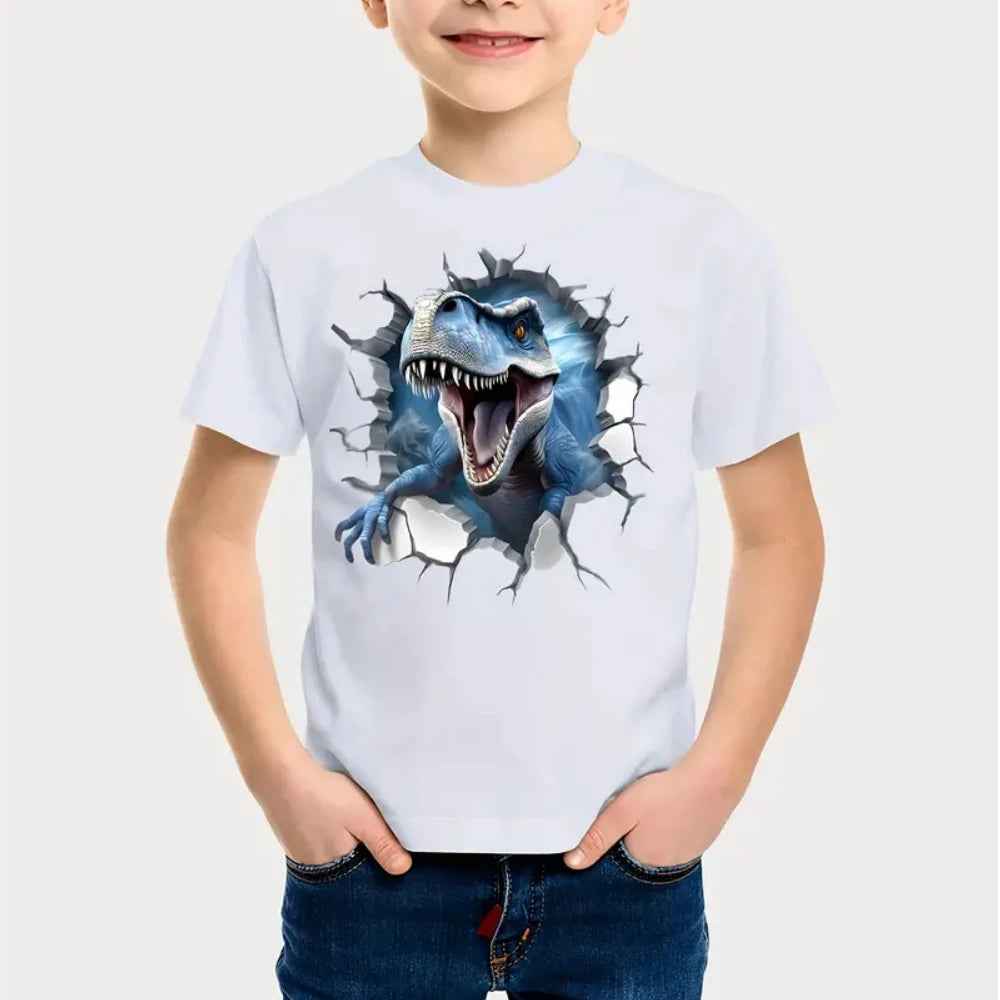 🦕 Epic Dino Adventure Tee – Roar Into Summer in Style! 3D Dinosaur Print T-Shirt for Boys – Cool, Bold, and Summer-Ready! - ThiGui