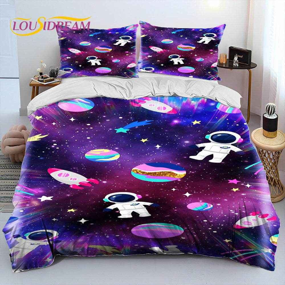 🚀Blast Off to Dreamland! Space-Themed Bedding Set for Future Astronauts - ThiGui