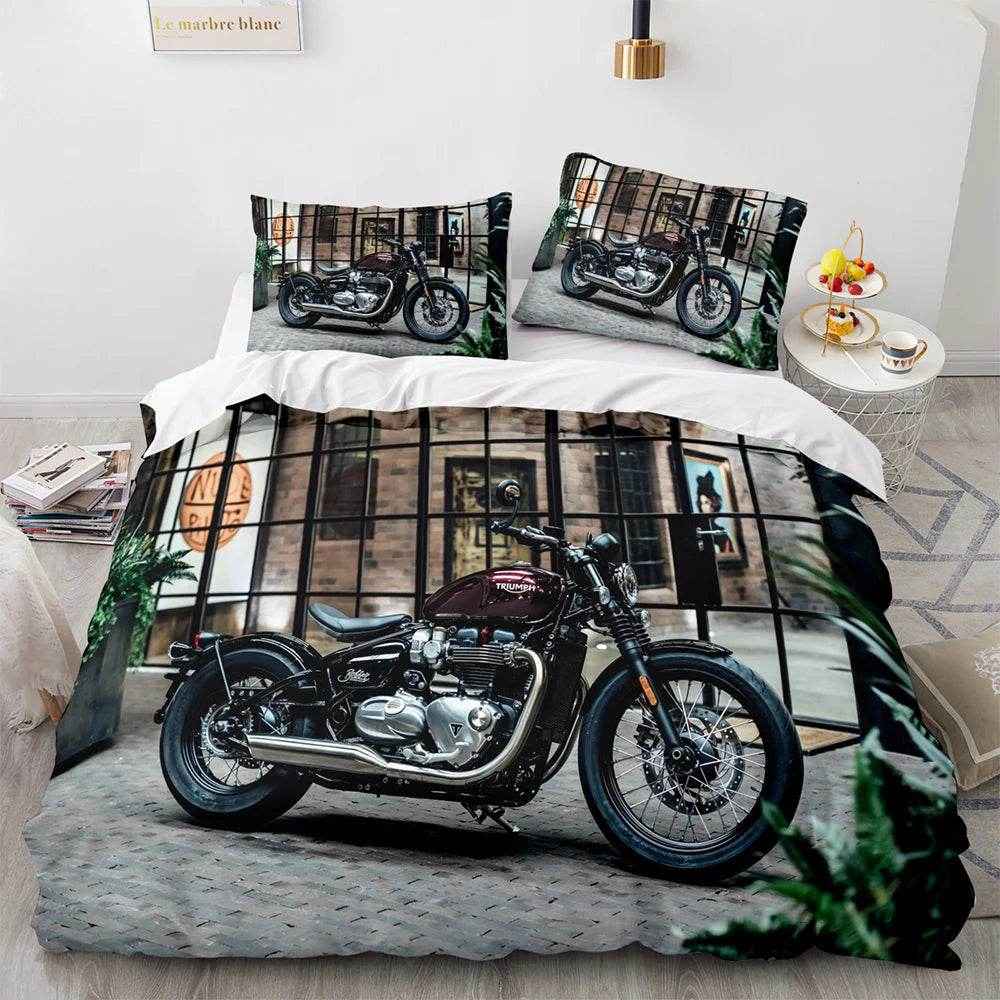 🛏️Zoom Zoom Dreams: 3D Motorcycle Bedding Set for Speed-Loving Boys! 💨 - ThiGui