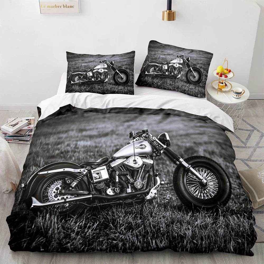 🛏️Zoom Zoom Dreams: 3D Motorcycle Bedding Set for Speed-Loving Boys! 💨 - ThiGui