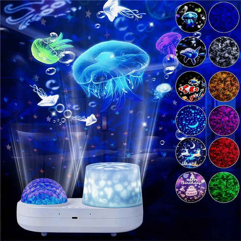 🌌✨ Starry Ocean Projector Night Light – A Magical Glow for Sweet Dreams 🌙🛏️ - ThiGui