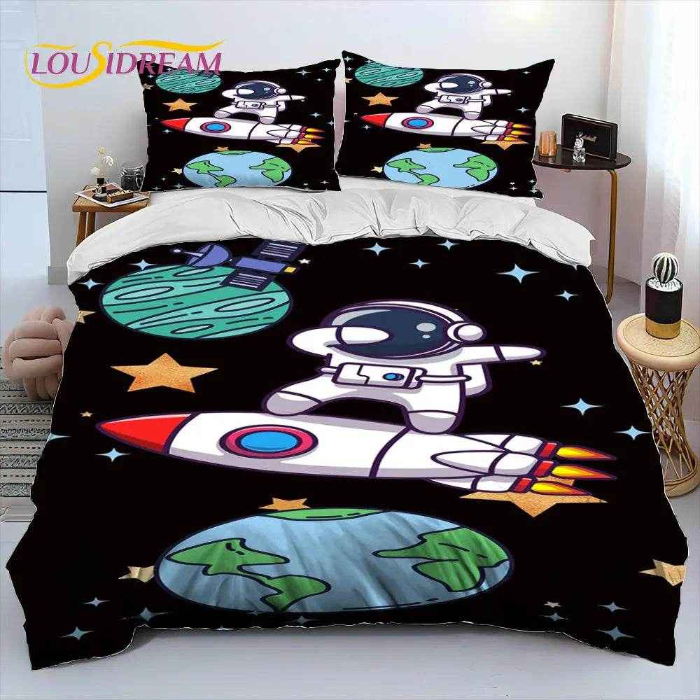 🚀Blast Off to Dreamland! Space-Themed Bedding Set for Future Astronauts - ThiGui