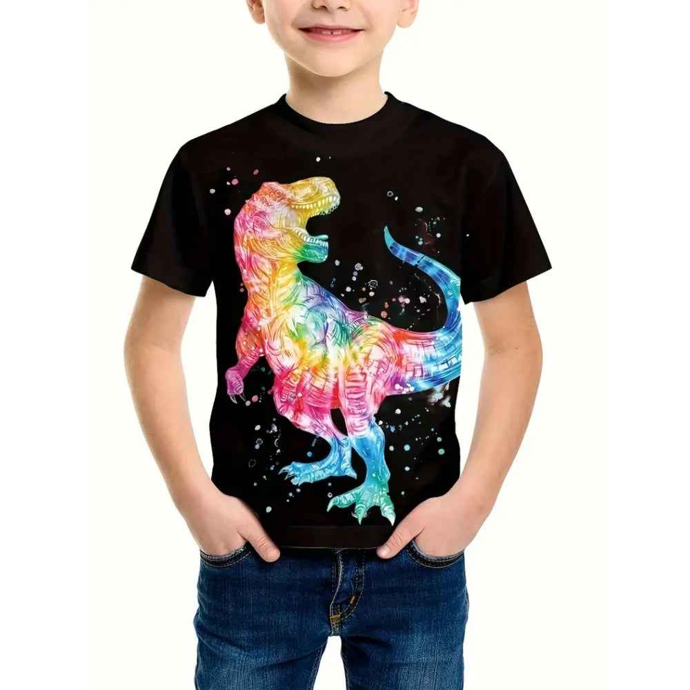 🦕 Epic Dino Adventure Tee – Roar Into Summer in Style! 3D Dinosaur Print T-Shirt for Boys – Cool, Bold, and Summer-Ready! - ThiGui