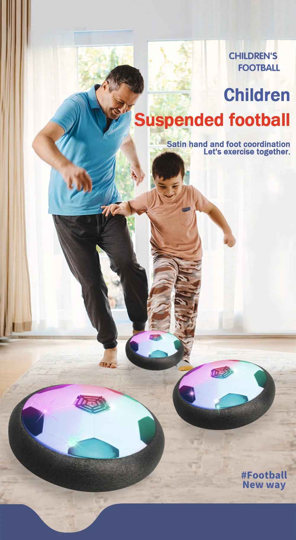 ⚽Indoor Hover Soccer Ball for Boys with Lights and Air Cushion for Active Play Anywhere - ThiGui