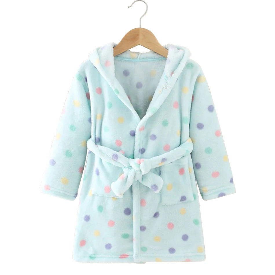 🛁 Fluffy Fun After Bath – Cartoon Hooded Flannel Robe for Boys ! 🧼💖 - ThiGui