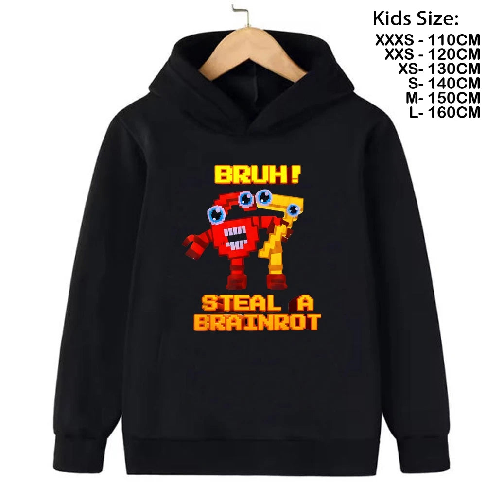 67 Six Seven Steal A BrainRot Kids Hoodie 🧥🔥 Trendy Cartoon Sweatshirt - ThiGui