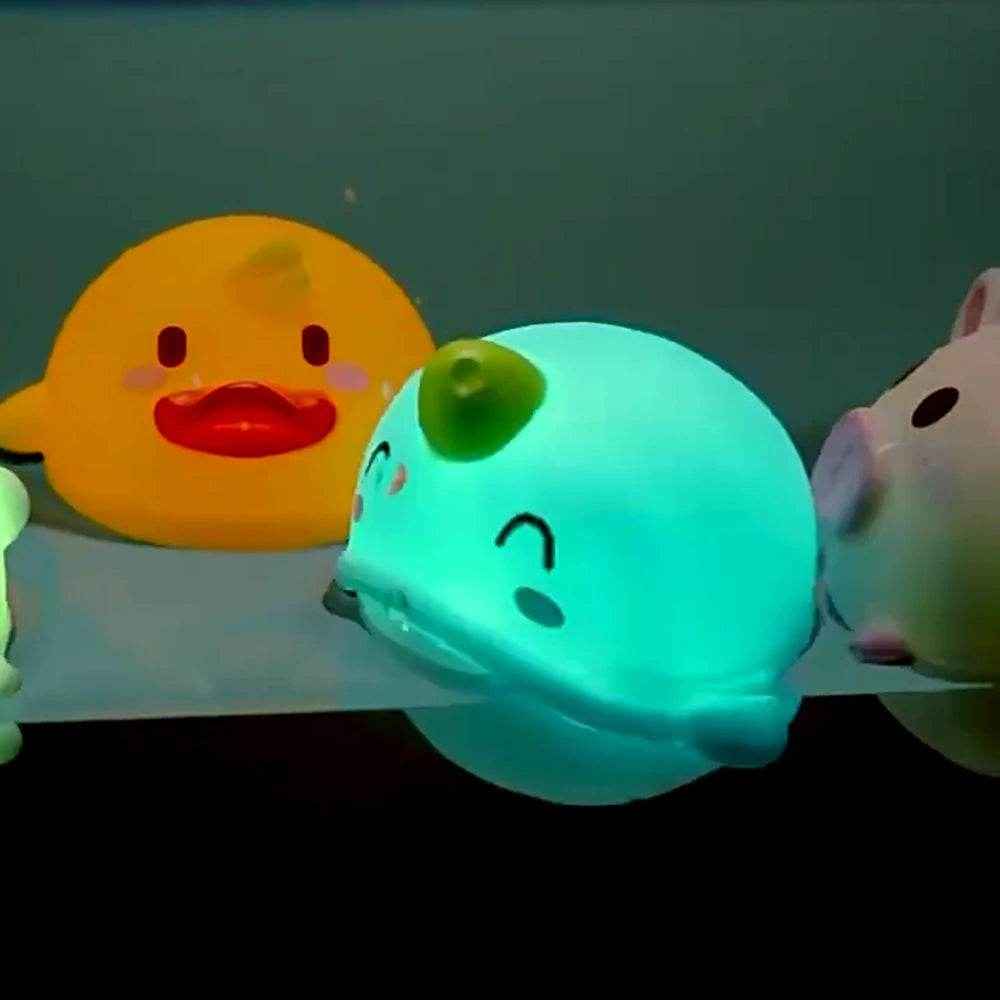 🐳LED Light Up Toys Baby Cute Animals Bath Toy Swimming Water Soft Rubber Float Induction Luminous Duck for Kids Play Funny Gifts - ThiGui