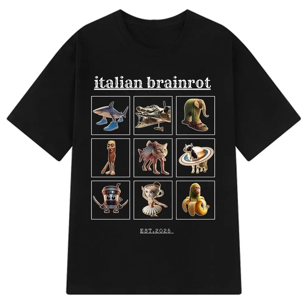 Italian Brainrot Meme Tee 😂🔥 Tralalero Tralala Cotton Y2K T-Shirt - ThiGui