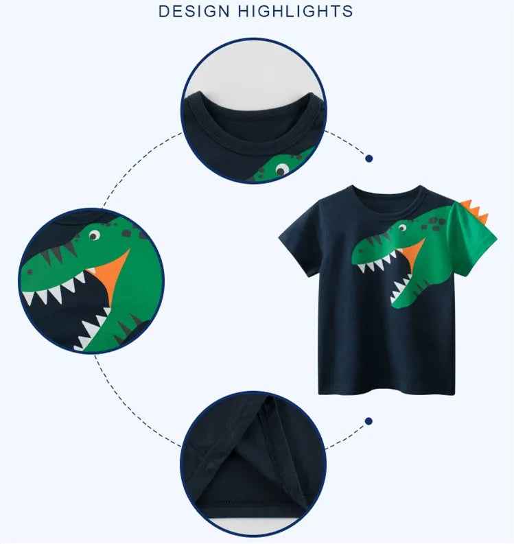 🦖💥 Dino-Mite Summer Tee for Boys – Where Comfort Meets Adventure! - ThiGui