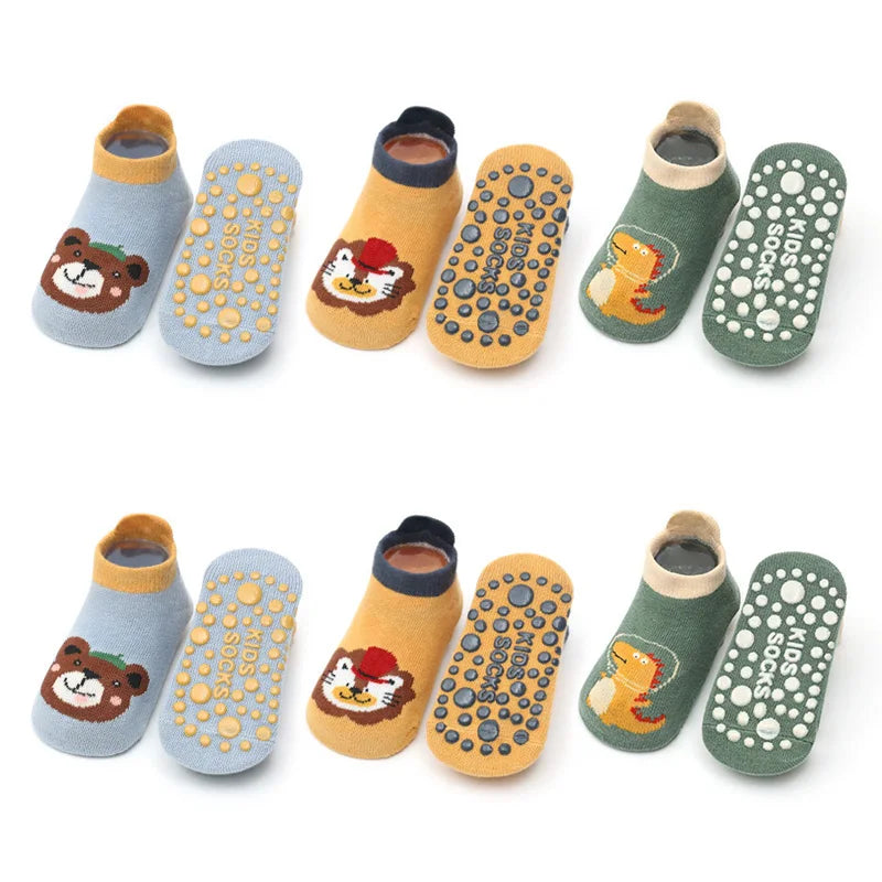 🧦🐻 6-Pair Cartoon Animal Socks – Comfy, Non-Slip, and Cute for Active Little Toes! 🎨🧒 - ThiGui