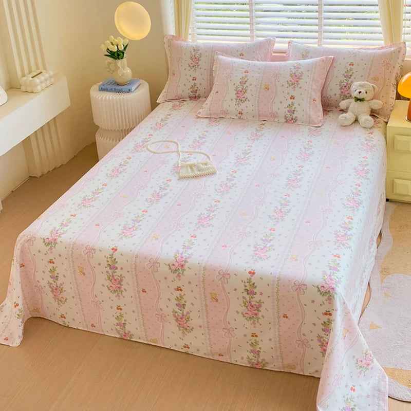 🛏️Fresh Flowers, Sweet Dreams – Soft Cotton Bed Sheet for Kids 🌸 - ThiGui
