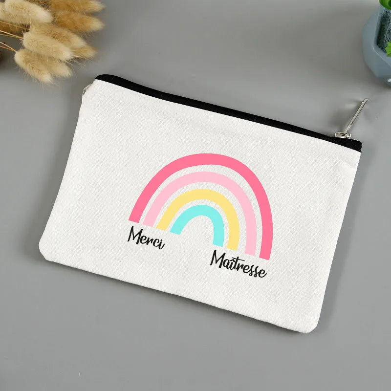 💄🖍️ Merci Maîtresse! Stylish Makeup & Pencil Pouch for Teacher Appreciation 💐🎁 - ThiGui