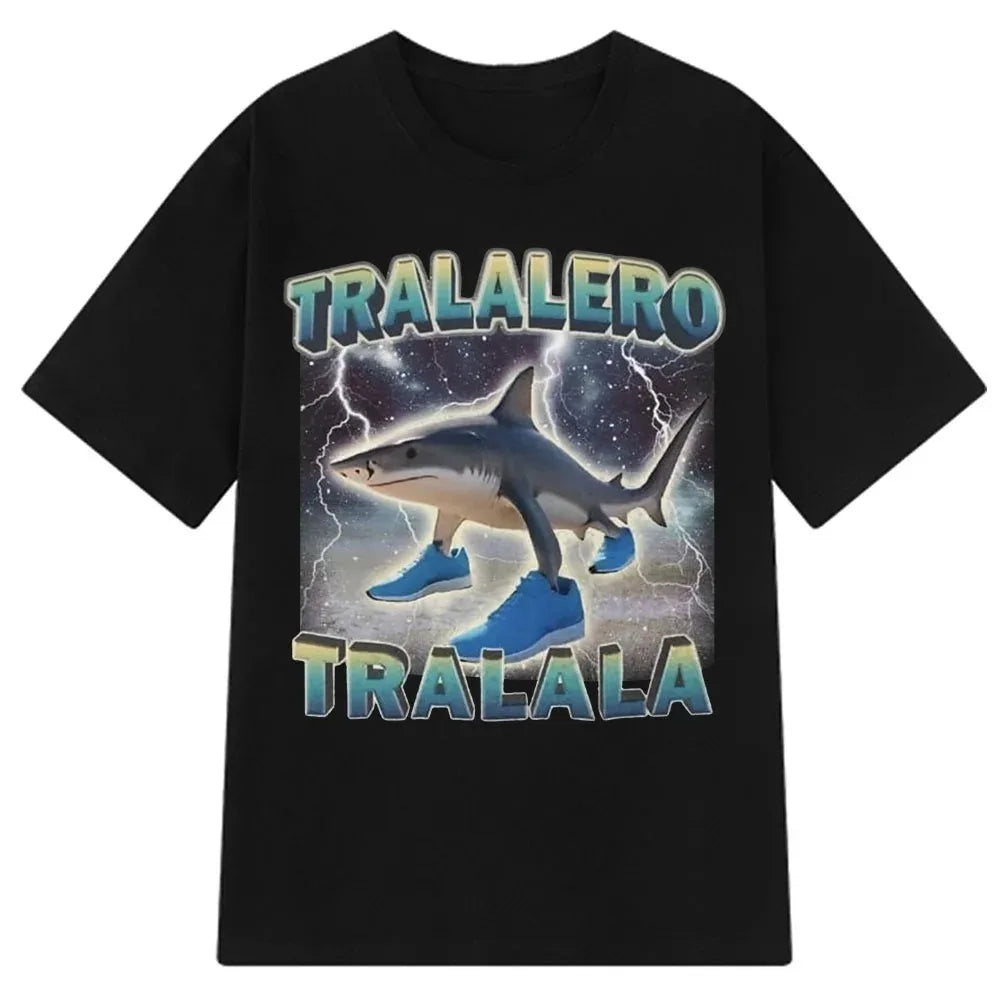 Italian Brainrot Meme Tee 😂🔥 Tralalero Tralala Cotton Y2K T-Shirt - ThiGui