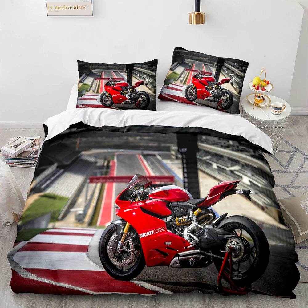 🛏️Zoom Zoom Dreams: 3D Motorcycle Bedding Set for Speed-Loving Boys! 💨 - ThiGui