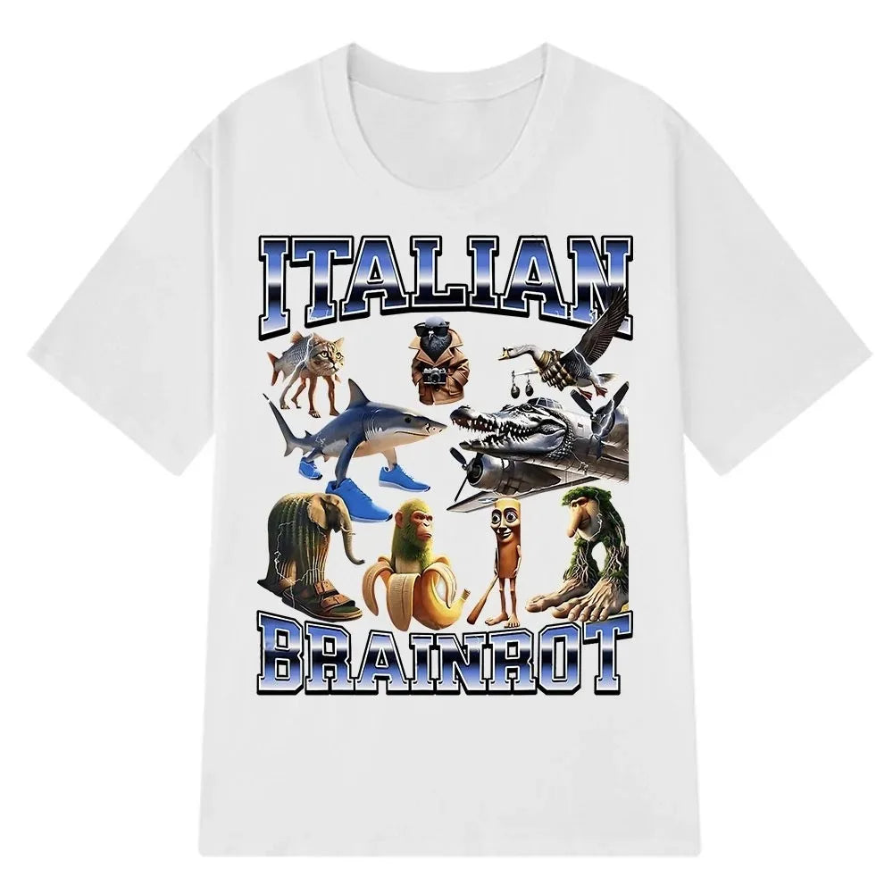 Italian Brainrot Meme Tee 😂🔥 Tralalero Tralala Cotton Y2K T-Shirt - ThiGui