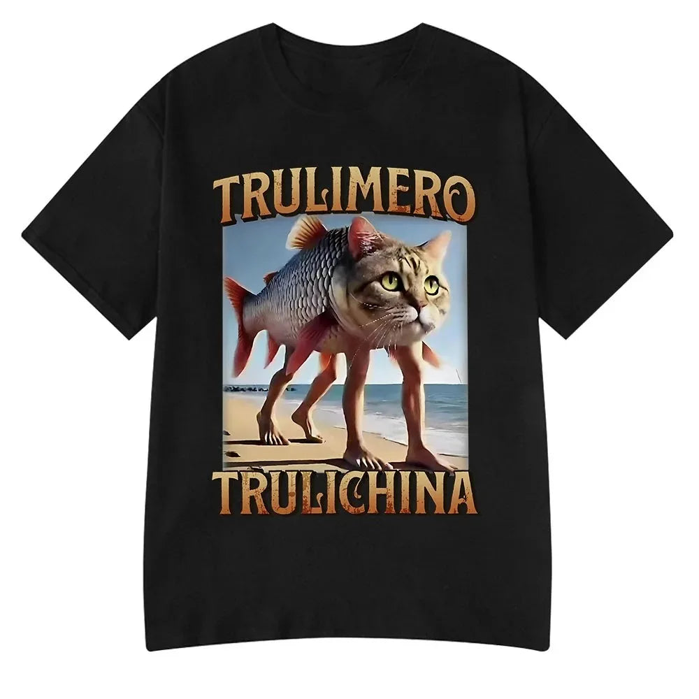 Italian Brainrot Meme Tee 😂🔥 Tralalero Tralala Cotton Y2K T-Shirt - ThiGui