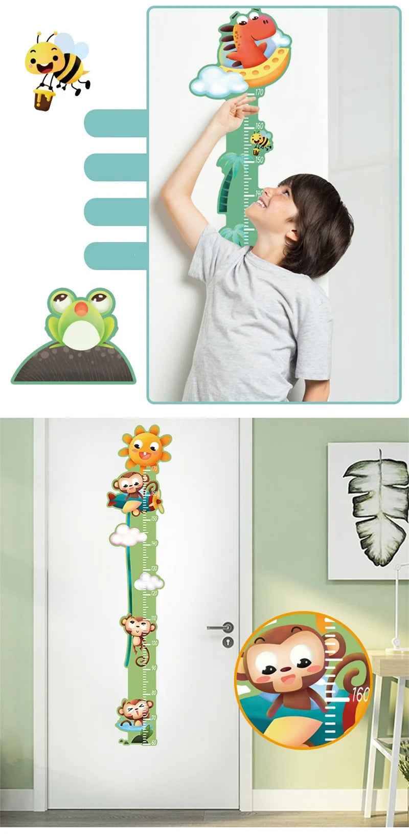 Watch Me Grow! Cute Animal Height Chart Wall Sticker for Boys’ Rooms - ThiGui