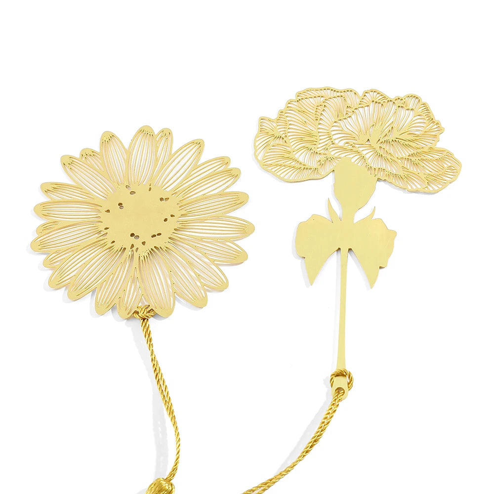 📚🌼 Blooming Thanks! Elegant Brass Flower Bookmarks – A Thoughtful Gift for Teachers 🌿🎁 - ThiGui