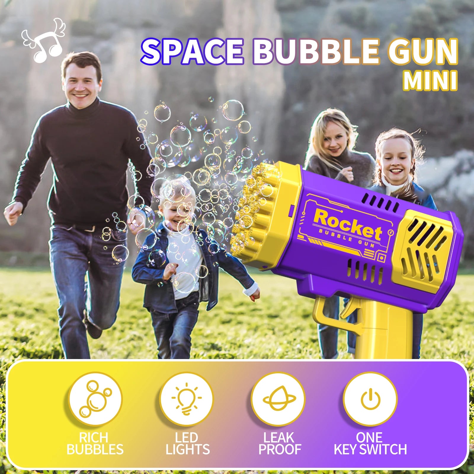 🔫 40-Hole Light-Up Bubble Gun – A Bubble Blast of Fun for Outdoor Play! 🫧 - ThiGui