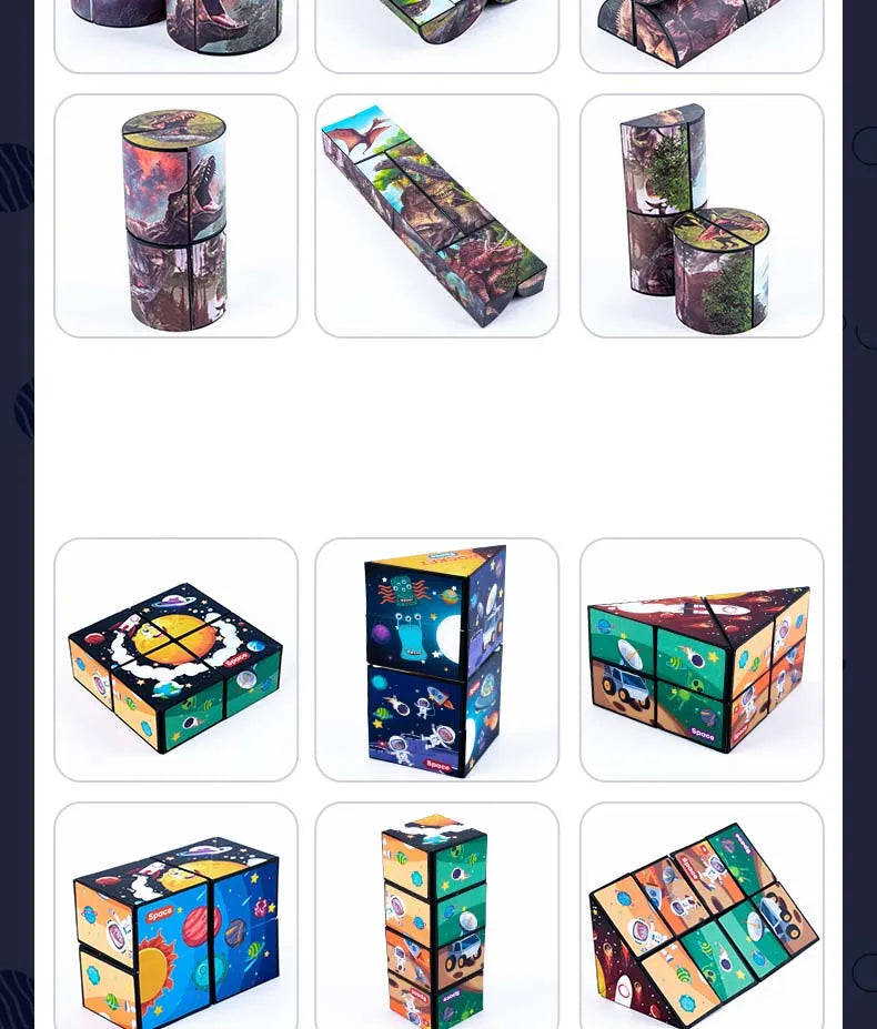 🧠 Smart Fun! Geometric Puzzle Cube Toy 🔄 | Shape-Shifting Fidget Game for Kids & Grown-Ups - ThiGui