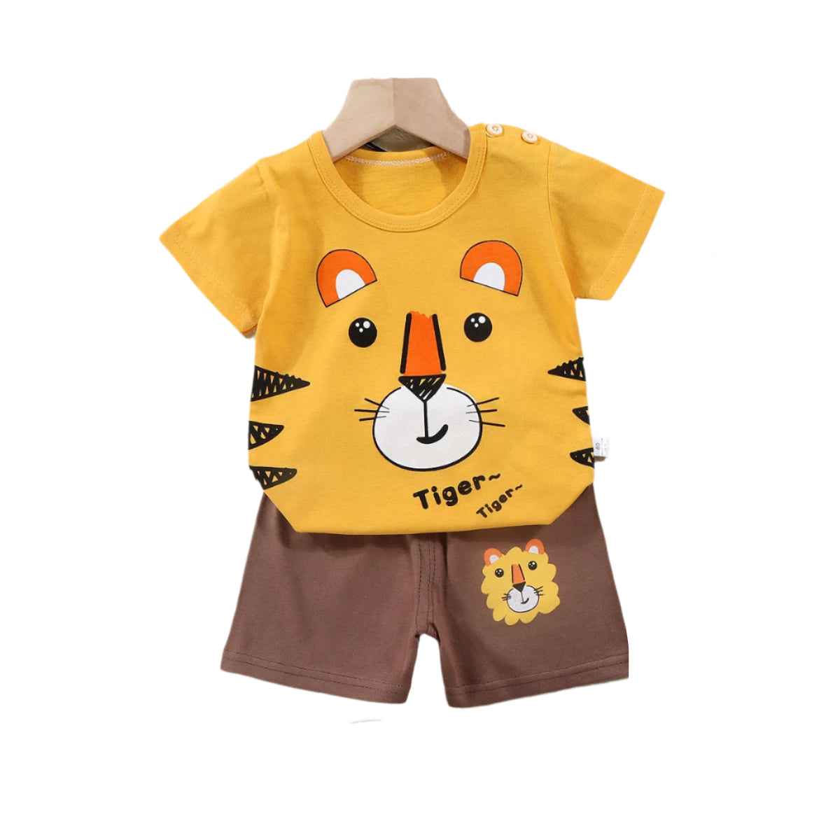 🧢 Smart & Playful! 2-Piece Boys Summer Outfit Set 👕🩳 (Top + Shorts) - ThiGui