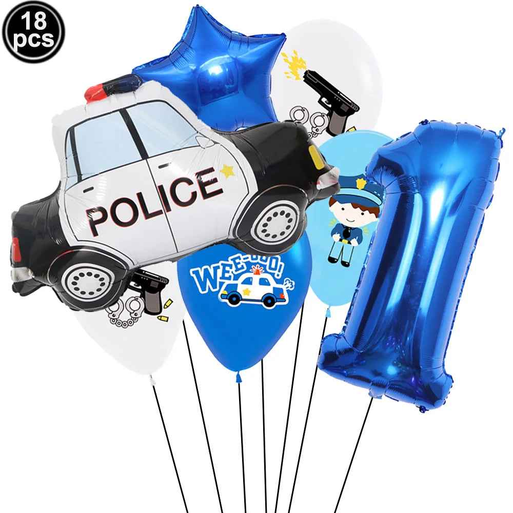 🚓Zoom into Action! Police Car Birthday Balloon Set for Little Heroes Turning 4, 5 or 6! - ThiGui