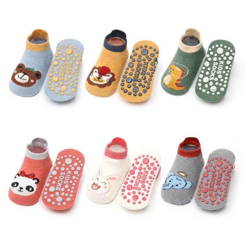 👣Adorable Animal Grip Socks – 6 Pairs of Comfy Fun for Little Feet - ThiGui