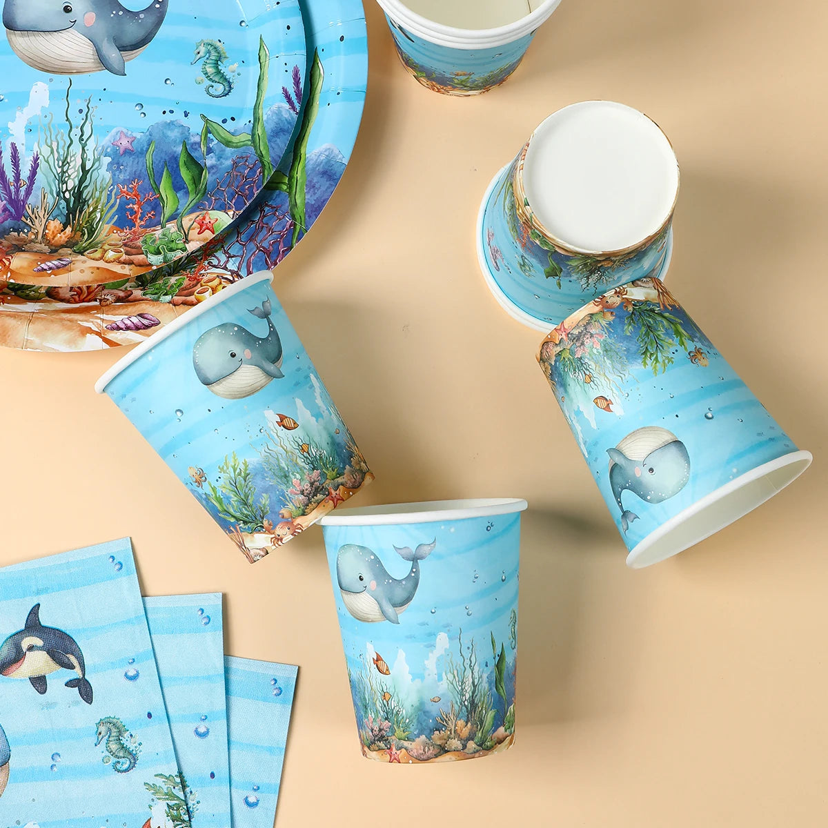 🐙🌊 Under the Sea Party Tableware – Ocean Fun for First Birthdays & Baby Showers! 🎂🐢 - ThiGui