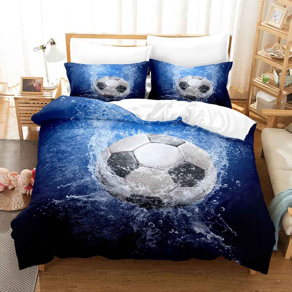 🏀 Double the Fun for Sports Fans! 3D Basketball & Football Bedding Set - ThiGui