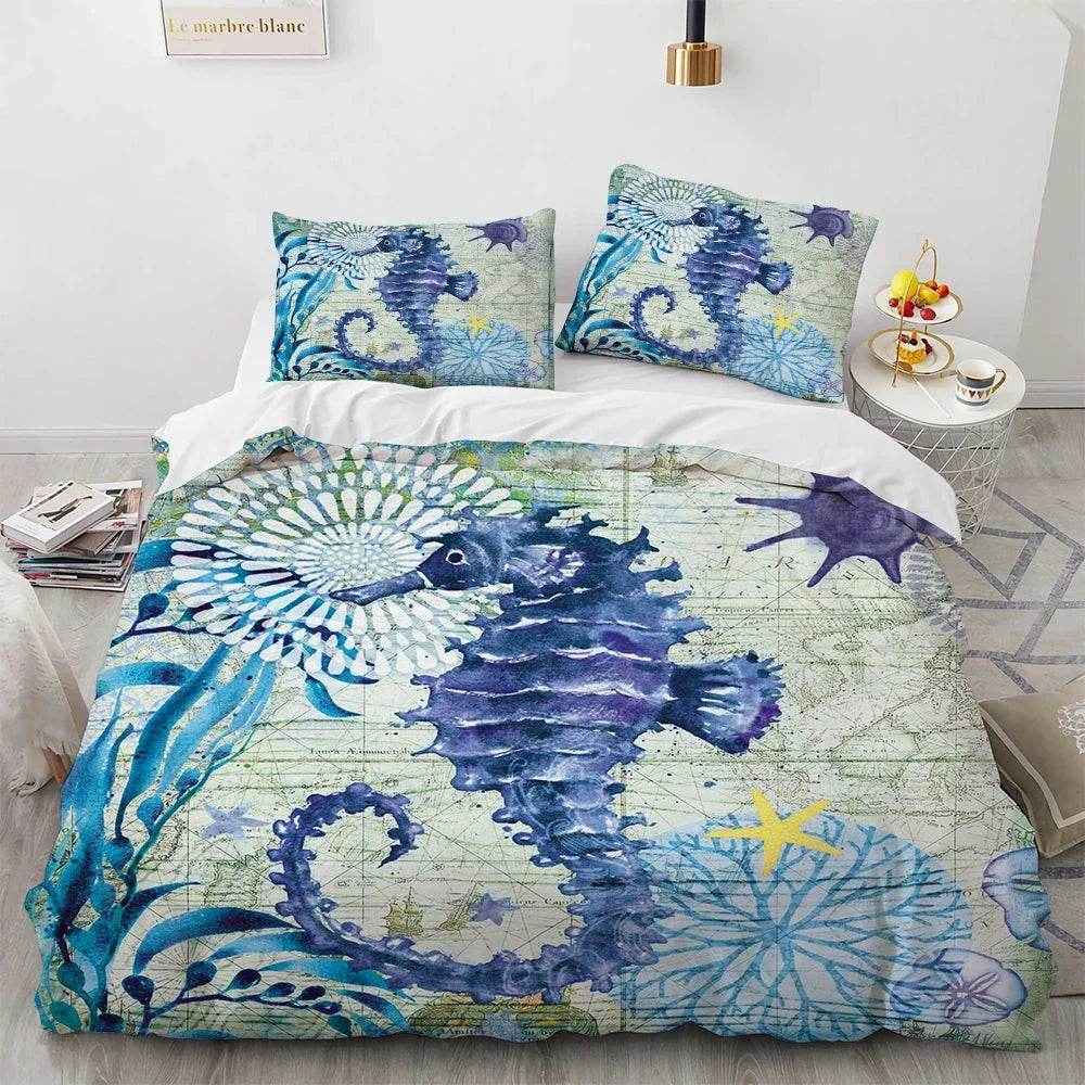 🛏️Underwater Dreams Await! 🐠 Ocean Animal Bedding Set for Sea-Loving Kids - ThiGui