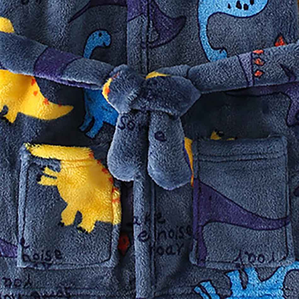 🛁 Fluffy Fun After Bath – Cartoon Hooded Flannel Robe for Boys ! 🧼💖 - ThiGui
