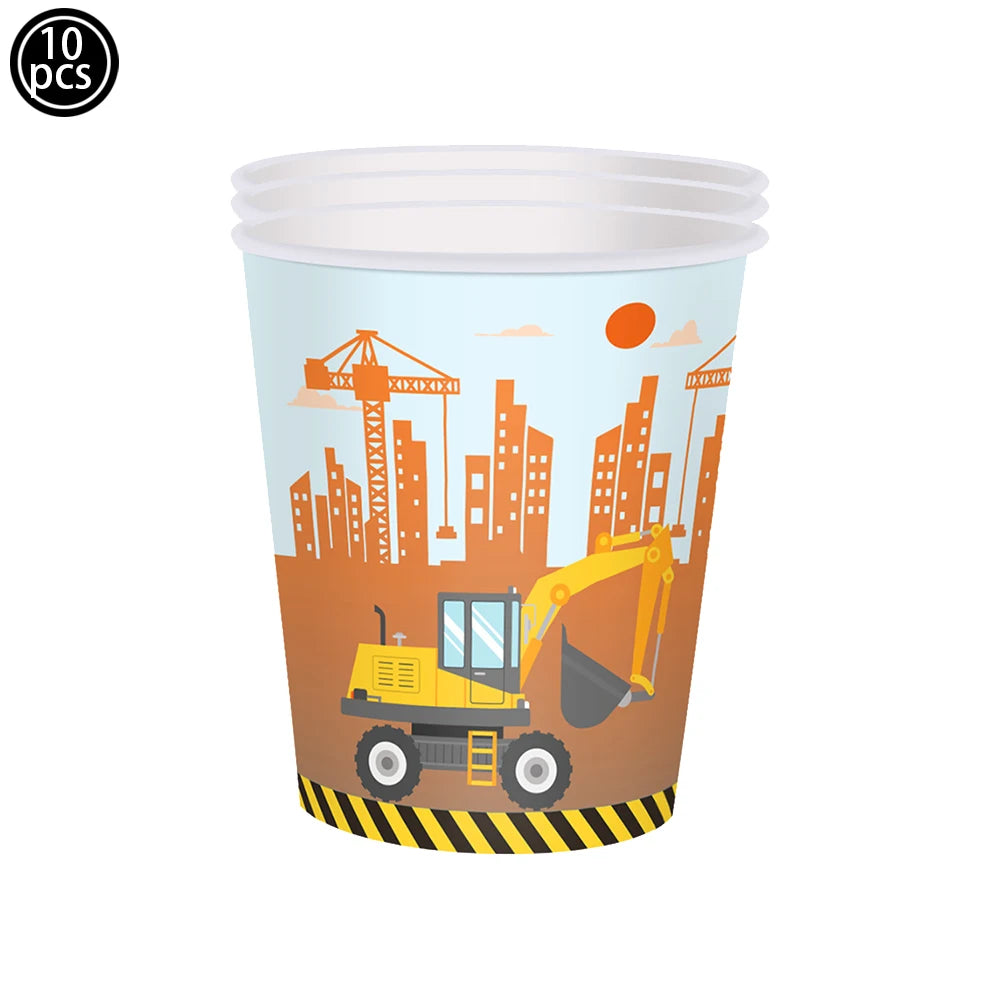 🚧 Party Zone Activated! Construction-Themed Tableware Set for Boys Who Dig Trucks 🛠️🎉 - ThiGui