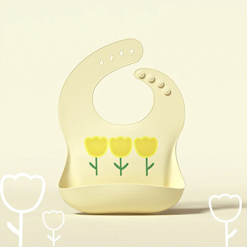 🐻🍽️ Soft Silicone Baby Bib – Cute, Comfy & Totally Mess-Proof! 💧👶 - ThiGui