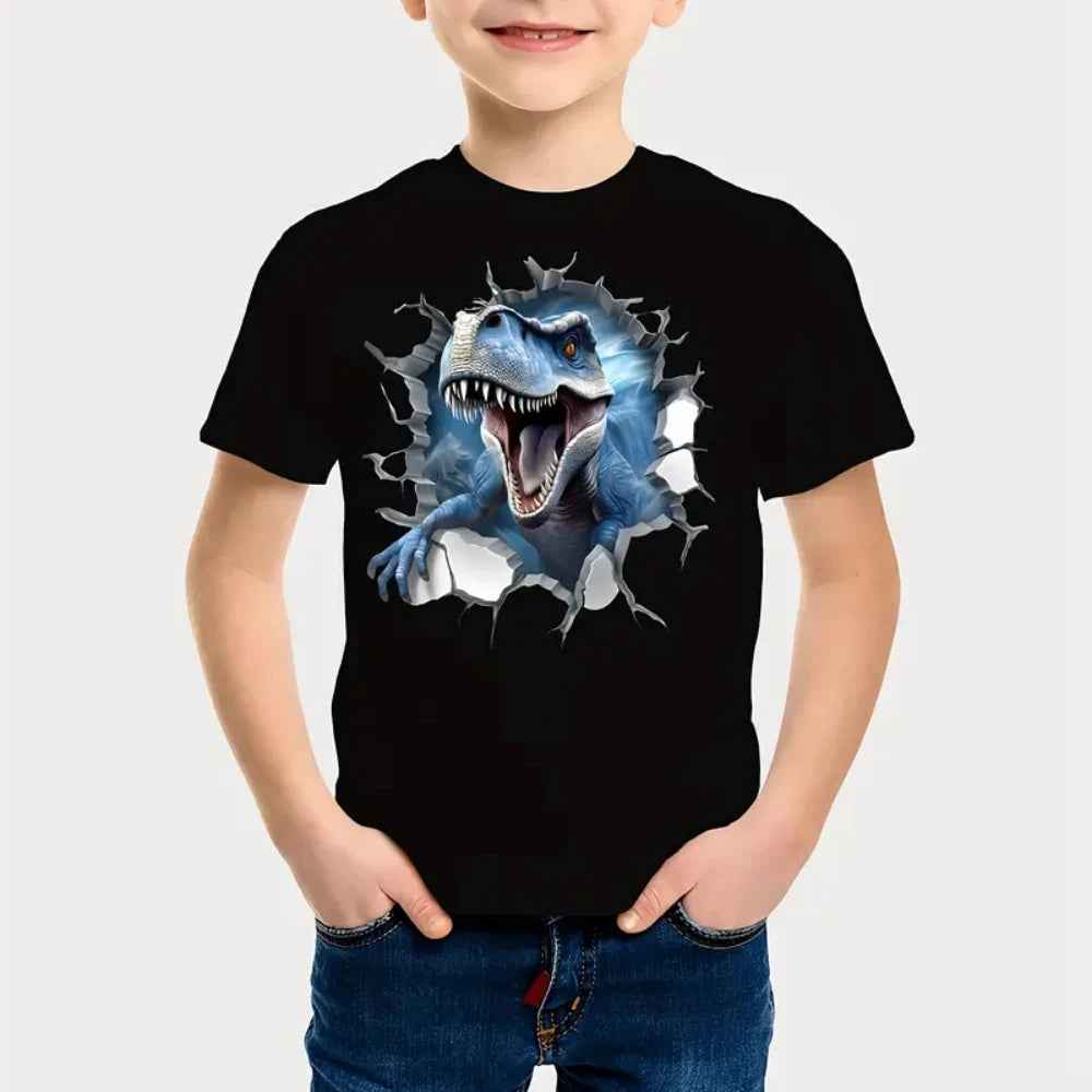 🦕 Epic Dino Adventure Tee – Roar Into Summer in Style! 3D Dinosaur Print T-Shirt for Boys – Cool, Bold, and Summer-Ready! - ThiGui
