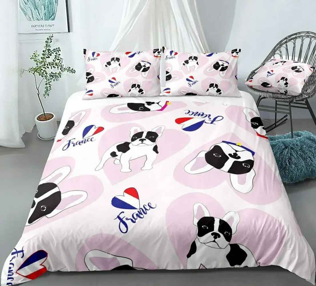 🐾Snuggle Up with a Frenchie! Adorable Bulldog Bedding Set for Little Dreamers 🐾 - ThiGui