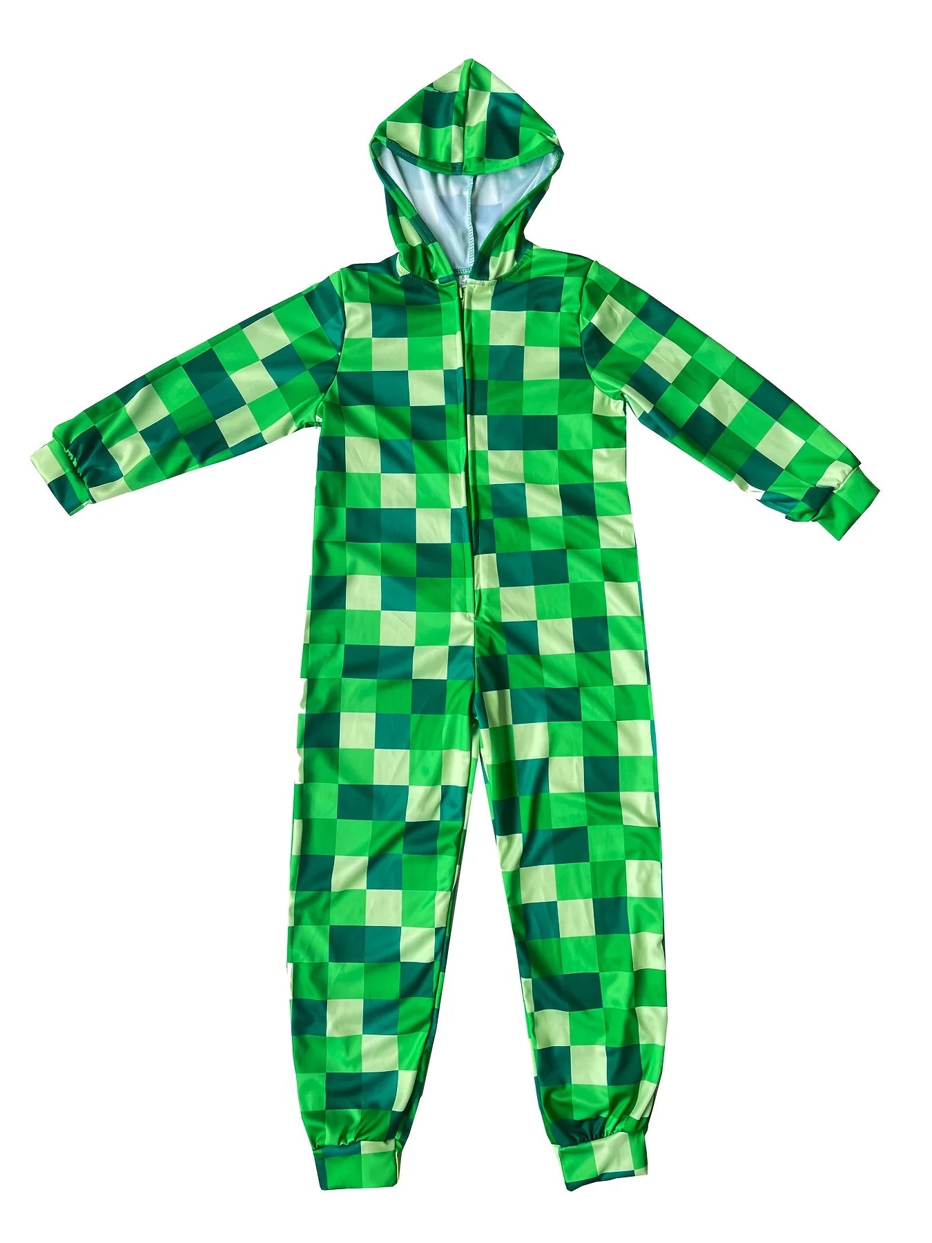 Creeper Game Character Costume 💚🎮 Fun Hooded Boys Jumpsuit - ThiGui