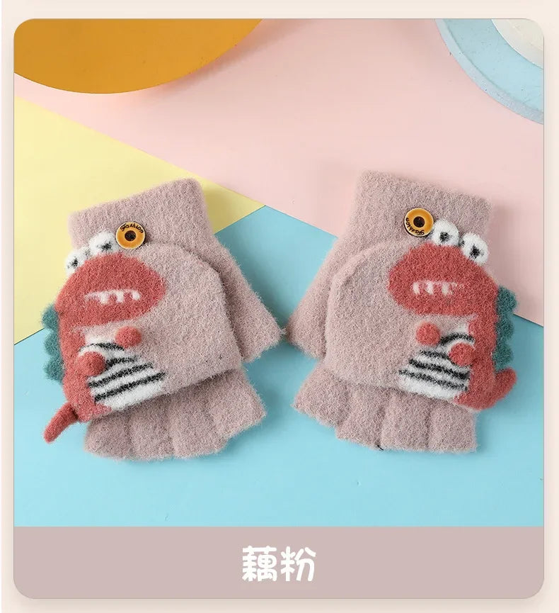 🦕 Dino Flip Gloves – Warm, Fun & Finger-Free for Little Writers! ❄️✋ - ThiGui