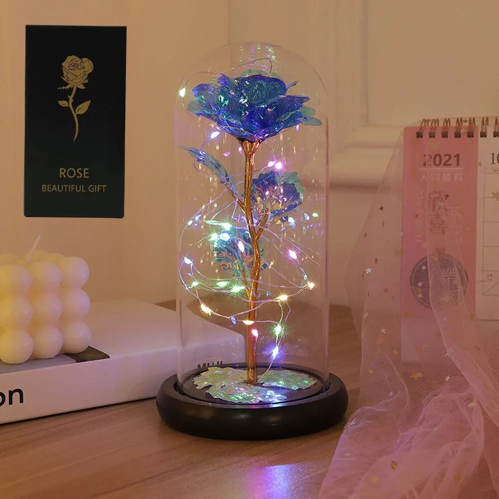 🌹✨ A Magical Glow for Mum’s Heart – Galaxy Rose with Lights in Glass Dome 💖🌌 - ThiGui