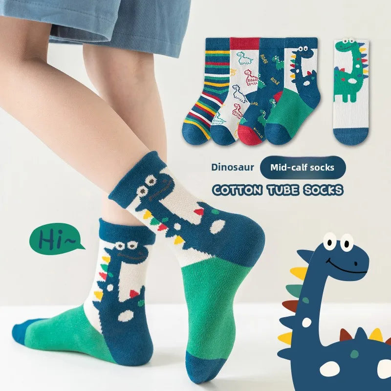 🌈 Rainbow Stripes Cotton Socks – 5-Pair Set of Comfy Fun for Happy Little Feet! 🧦💕 - ThiGui