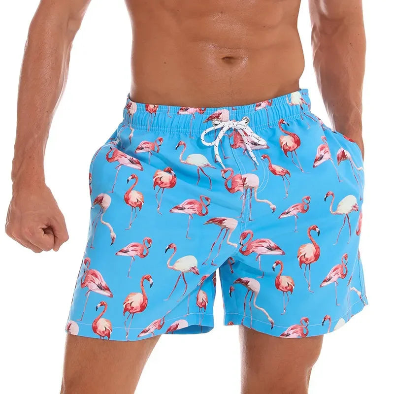 🌴 Tropical Fun for Little Explorers! Boys' Flamingo Print Swim Shorts 🏖️ - ThiGui
