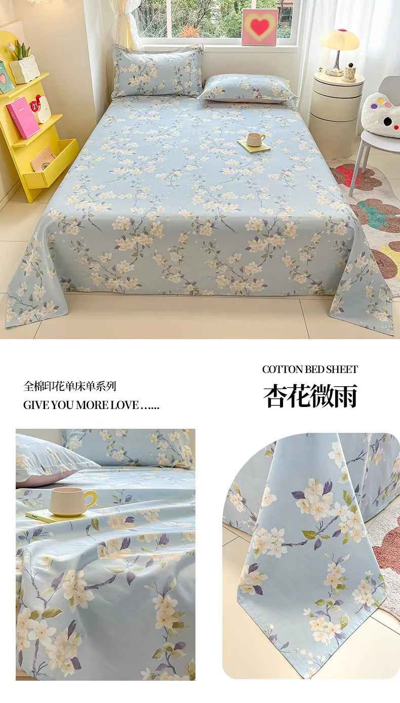🛏️Fresh Flowers, Sweet Dreams – Soft Cotton Bed Sheet for Kids 🌸 - ThiGui