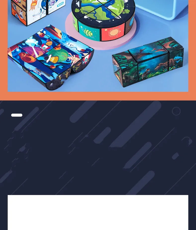🧠 Smart Fun! Geometric Puzzle Cube Toy 🔄 | Shape-Shifting Fidget Game for Kids & Grown-Ups - ThiGui