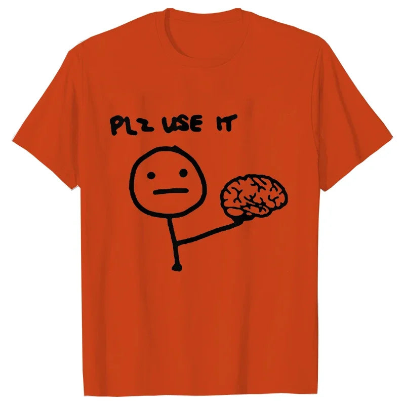 Please Use Your Brain Tee 🧠😆 Funny Y2K Sarcasm Streetwear T-Shirt - ThiGui