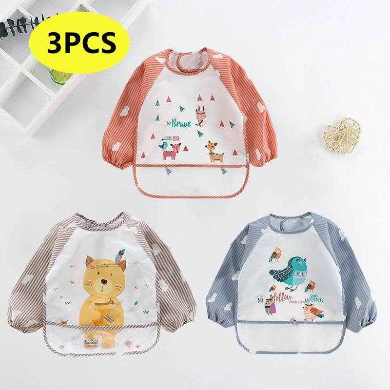 🍼Mess-Free Mealtimes with This Adorable Waterproof Long Sleeve Bib! - ThiGui