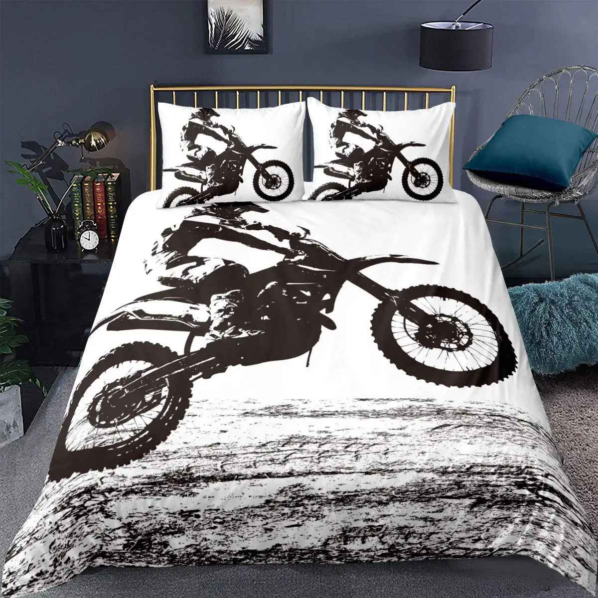 🏁Ready, Set, Sleep! Epic Dirt Bike Bedding for Young Racers 🏍️ - ThiGui