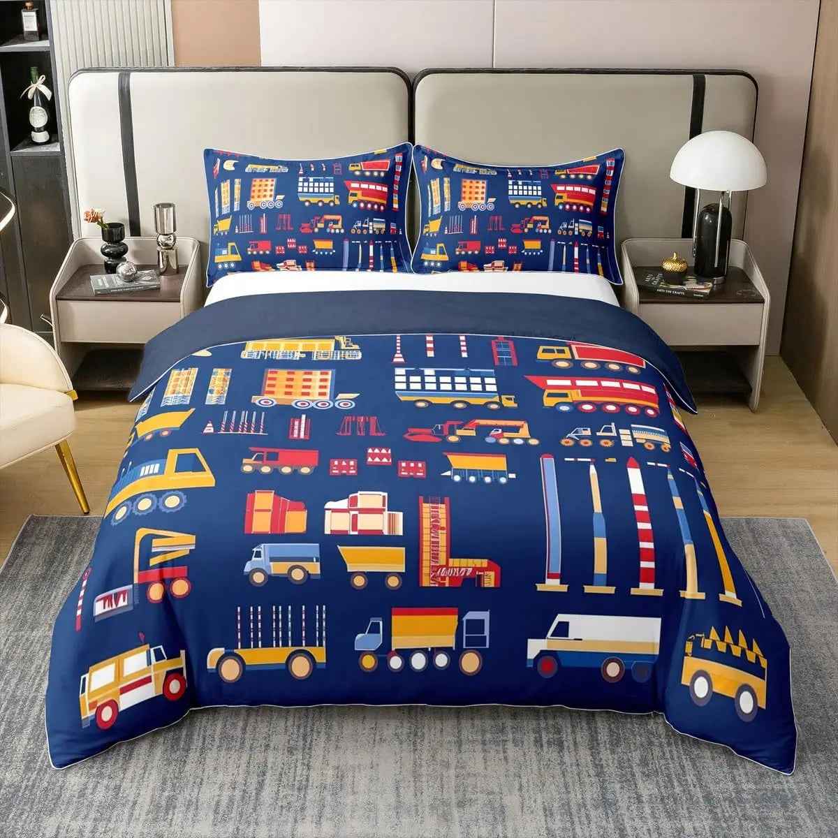 🚗Vroom into Dreamland! Colourful Car Duvet Set for Little Drivers 💤 - ThiGui