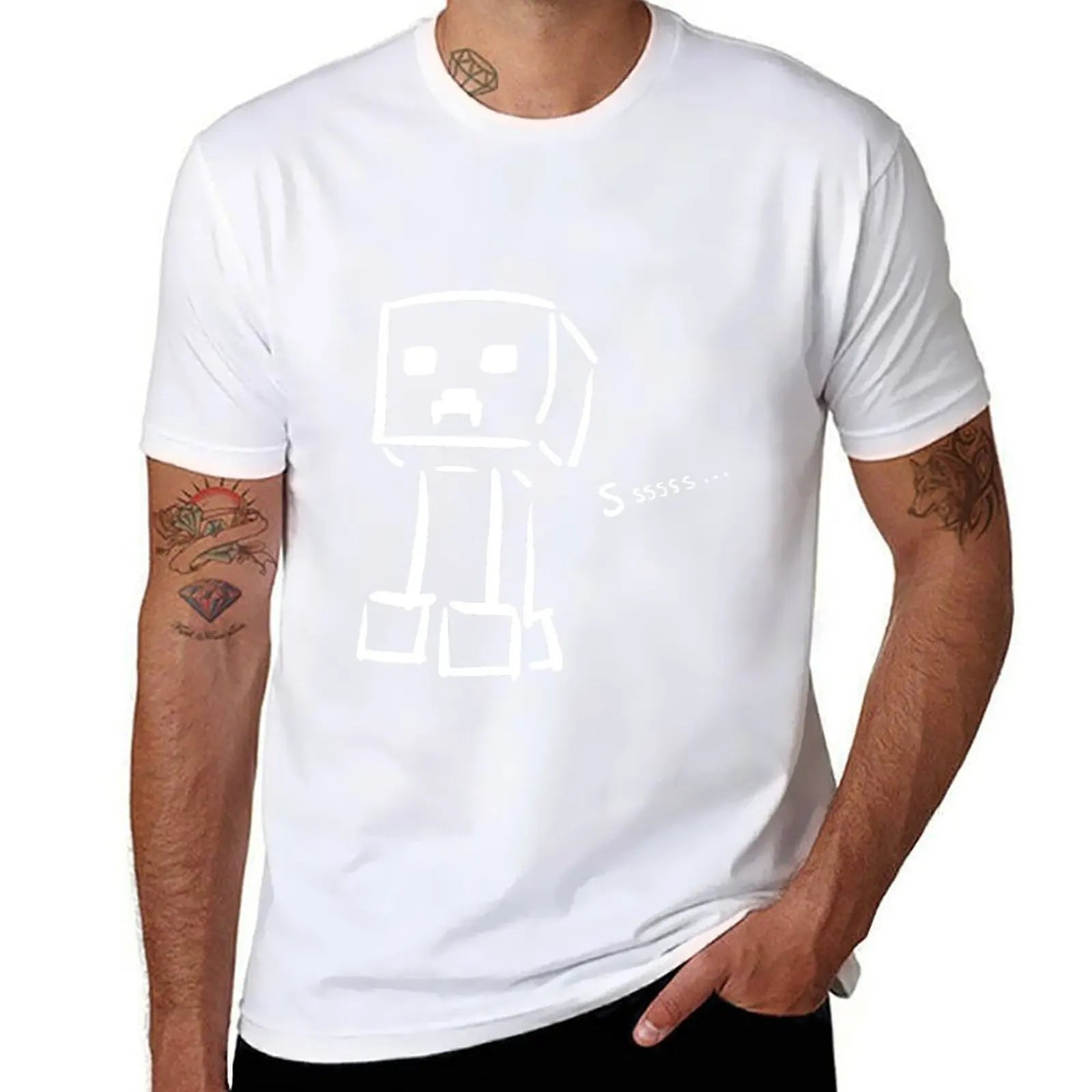 Creeper Sketch Gamer Tee 💚🎮 Soft Cotton Cool for Minecraft Fans - ThiGui